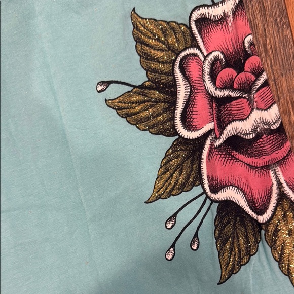 Sinful Blue Short Sleeve Tee with Graphic Design - Picture 4 of 7